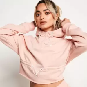 Image of 11 Degrees Ruched Waist Cropped Pullover Hoodie - Pink Blush - UK 8/EU 36