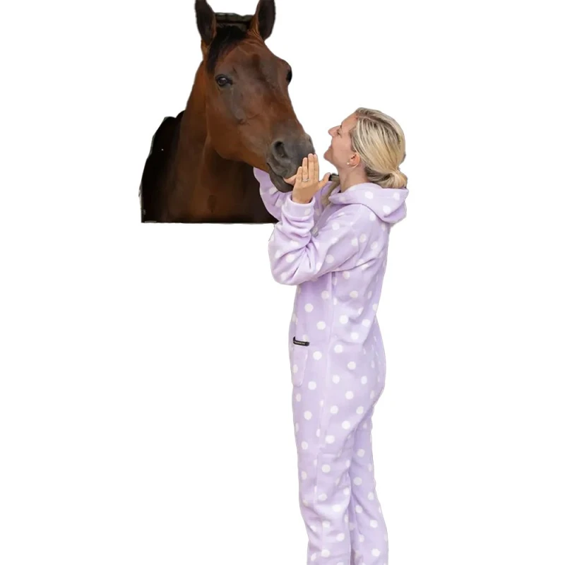 Image of Supreme Products Mens Polka Dot Fleece Jumpsuit in Pale Lilac Size: Medium Pale Lilac Male M