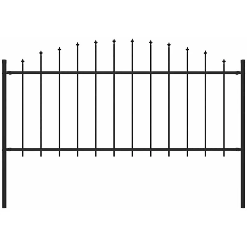 Image of vidaXL Garden Fence With Spear Top Steel, Black 144940