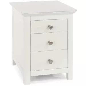 Image of White Painted 3 Drawer Bedside Table Storage Nightstand Toughened Glass Top
