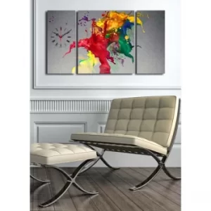 Image of 3P204045CS-8 Multicolor Decorative Canvas Wall Clock (3 Pieces)