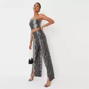 Image of Missguided Coord Faux Leather Snake Trouser - Black