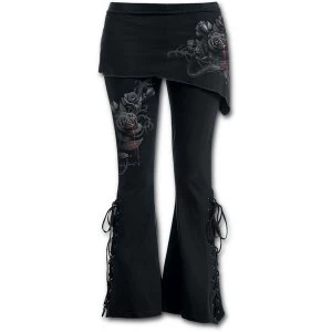 Image of Fatal Attraction Womens Medium 2 In 1 Boot-Cut Leggings With Micro Slant Skirt - Black