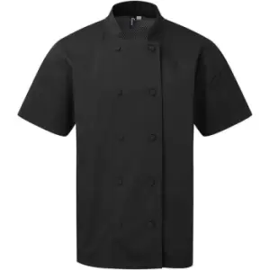 Image of Premier Unisex Adult Coolchecker Short-Sleeved Chef Jacket (M) (Black) - Black