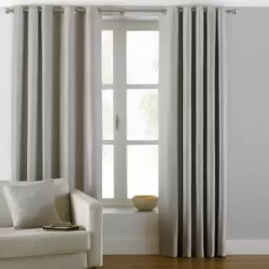 Image of Rivapaoletti - Riva Paoletti Atlantic Woven Twill Lined Eyelet Curtains, Natural, 66 x 90 Inch