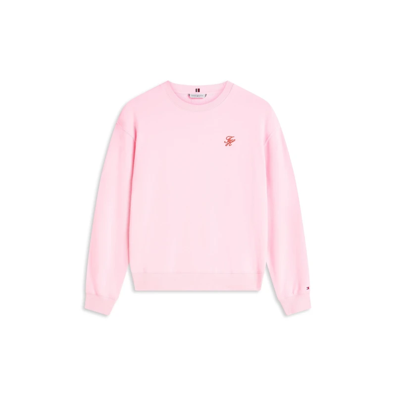 Image of Tommy Hilfiger Womens Script Crew Sweatshirt Classic Pink female 8 (XS)
