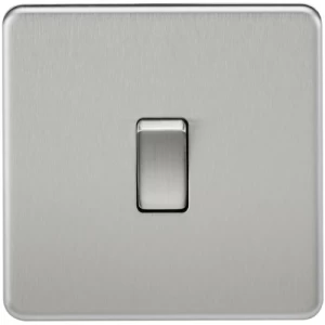 Image of KnightsBridge 20A 1G DP 230V Screwless Brushed Chrome Electric Wall Plate Switch