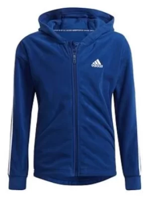 Image of Adidas Junior Girls Fi 3s Full Zip Hoody, Blue/White, Size 7-8 Years, Women