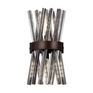 Image of Luminosa 2 Light E14, Wall Light E14, Brown Oxide , Smoke Glass
