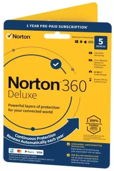 Image of NORTON 360 Deluxe 5 Device, 1 year auto-renew subscription