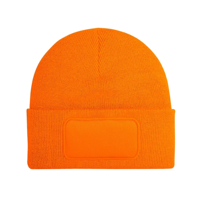 Image of Beechfield Beechfield Men Patch Beanie in Orange Orange One Size Male 5063574497350