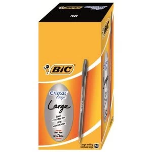 Image of Bic Cristal Large Broad Nib Ballpoint Pen 1.6mm Tip 0.6mm Line Black Pack of 50