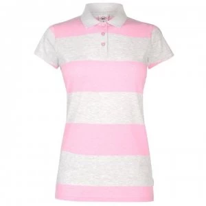 Image of Lee Cooper Block Stripe Polo Shirt Ladies - Grey M/Pink M