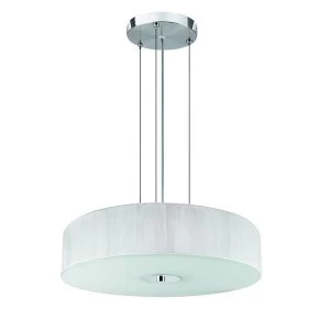 Image of 3 Light Ceiling Pendant Chrome, White with String Shade, E27