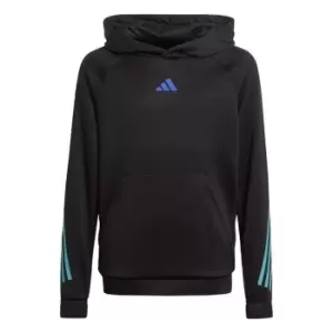Image of adidas Train Icons AEROREADY 3-Stripes Hoodie Kids - Black / White / Semi Lucid Fuc