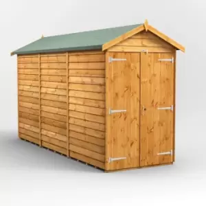 Image of 12X4 Power Overlap Apex Windowless Double Door Shed