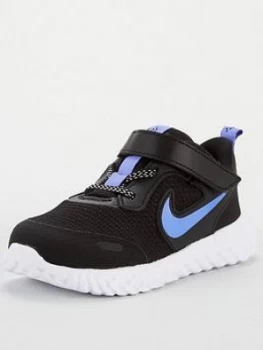 Image of Nike Revolution 5 Glitter Infant Trainers - Black/Blue, Size 8.5