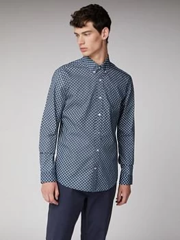 Image of Ben Sherman Long Sleeve Retro Geo- Dark Blue, Size S, Men