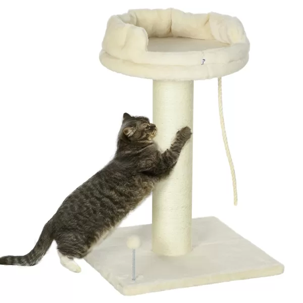 Image of PawHut Cat Tree, with Sisal Wrapped Scratching Post - Cream