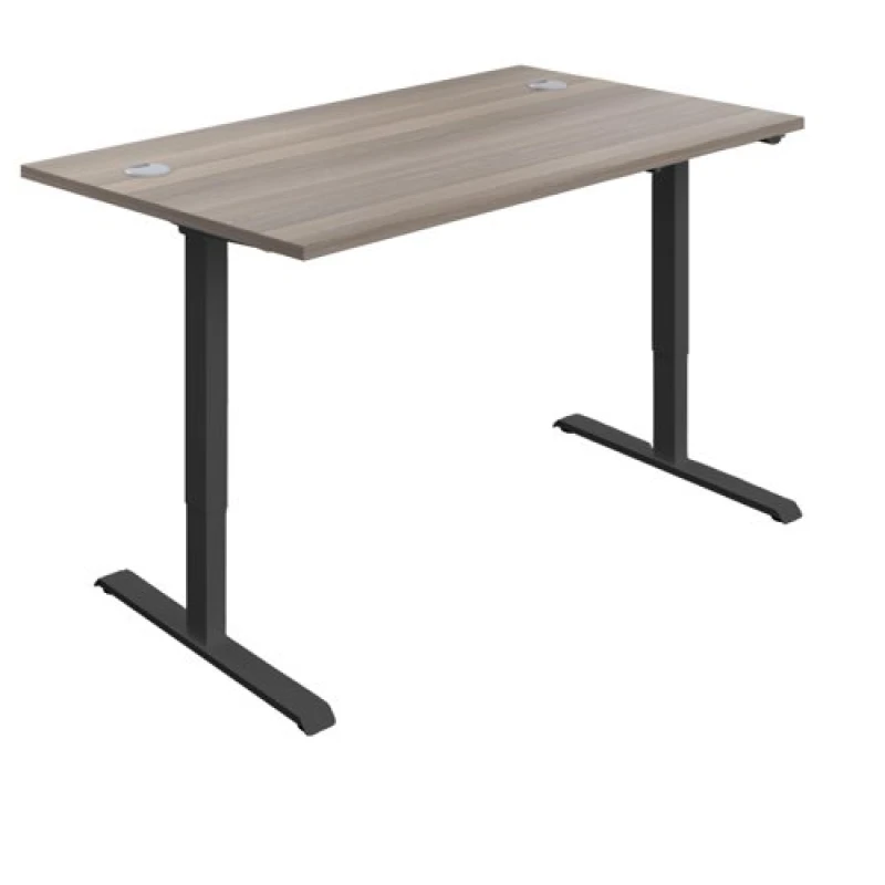 Image of First Economy Single Motor Sit/Stand Desk 1400x800x705-1220mm Grey Oak/Black KF803901