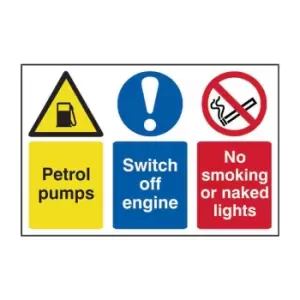 Image of Petrol Pumps/Switch Off Engine/No Smoking - PVC (600 x 400mm)