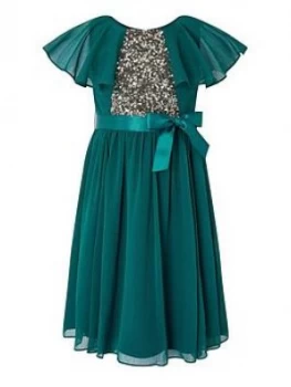 Image of Monsoon Girls Sustainable Cape Sequin Dress - Teal
