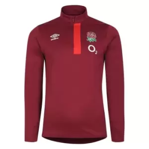 Image of Umbro England Rugby Half Zip Fleece Top 2023 2024 Adults - Red