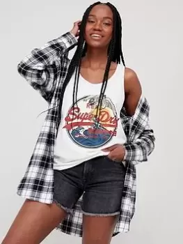 Image of Superdry Vintage Vl Narrative Vest -ecru, White, Size 8, Women
