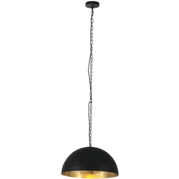 Image of Sienna Lighting - Sienna Semicirkel Dome Pendant Ceiling Lights Matt Black, Gold Colored Inside