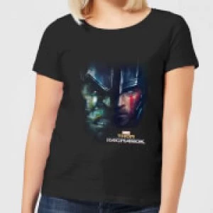 Image of Marvel Thor Ragnarok Hulk Split Face Womens T-Shirt - Black - M