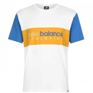Image of New Balance Chest T Shirt - White/Mako Blue