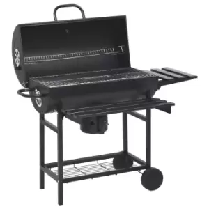 Image of VidaXL Barrel Grill with Wheels and Shelves Black Steel 115x85x95 cm