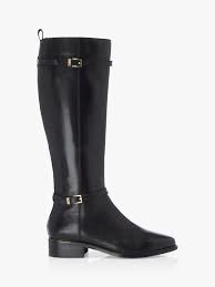 Image of Dune Black Leather 'Top' Knee High Boots - 3