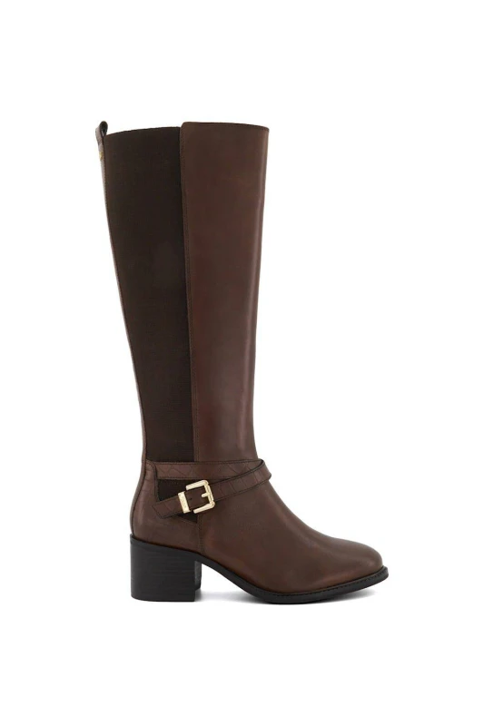 Image of Dune London 'Tildy' Leather Knee High Boots Brown female