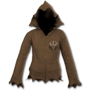 Image of Altar Drake - Zig Zag Hem Womens Medium Full Zip Hoodie - Brown