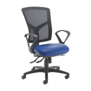 Image of Dams MTO Senza High Mesh Back Operator Chair with Fixed Arms - Nero Black Vinyl