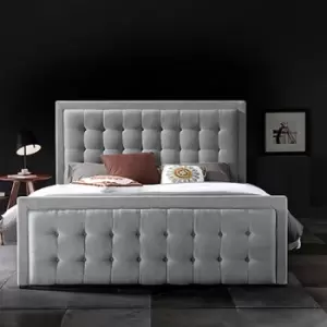 Image of Swain Bed King Plush Velvet Grey