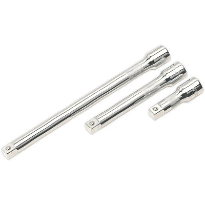 Image of Loops 3 Piece Knurled Extension Bar Set - 1/2" Sq Drive - Spring-Ball Socket Retainer Multi