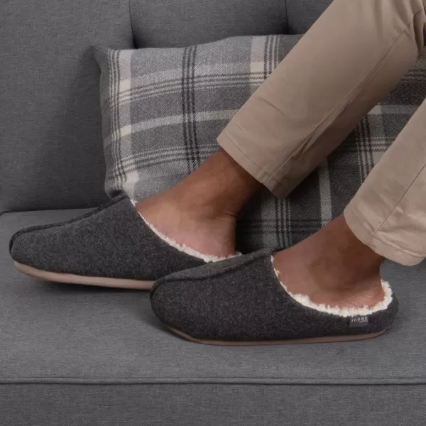 Image of totes Felted Centre Seam Charcoal Mule Slippers Grey