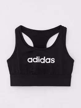 Image of Adidas Girls Linear Sports Bra, Black/White, Size 5-6 Years, Women