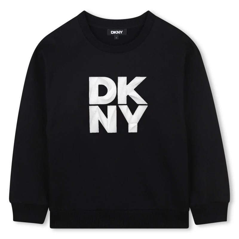 Image of DKNY Kids Logo Crew Sweatshirt Black male 6Y