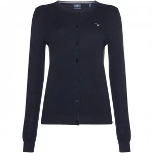 Image of Gant Cotton Button Up Pique Cardigan - Navy
