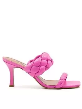 Image of Dune London Dune London Message Leather Heeled Sandals - Pink, Size 6, Women