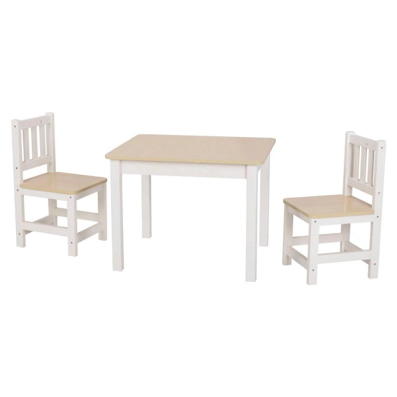 Image of Tooky Toy Wooden Kids Table and 2 Chair Set Neutral unisex One Size