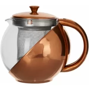 Image of Premier Housewares - Copper Stainless Steel Teapot Translucent Tea Pots With Ergonomatic Side Handle Large Teapot Non Drip Spout Everyday Use Teapots