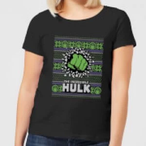 Image of Marvel Hulk Punch Womens Christmas T-Shirt - Black - M