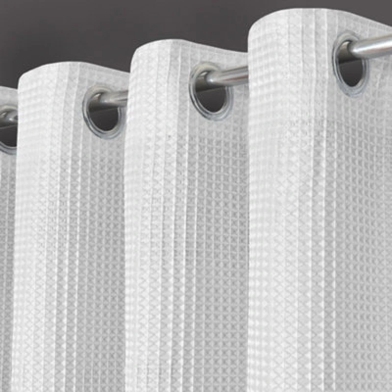 Image of Velosso Waffle Weave Total Blackout Jacquard Eyelet Header Curtains in White Size: 228cm width x 183cm drop White Unisex 228cm width x 183cm dro