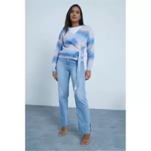 Image of I Saw It First Blue Ombre Oversized Wrap Cardigan - Blue