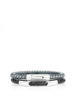 Image of Buckley London Buckley London Barbican Leather Duo - Navy + Black Bracelets