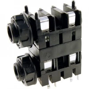 Image of 6.35mm audio jack Socket horizontal mount Number of pins 2 Mono Black Cliff FCR1120